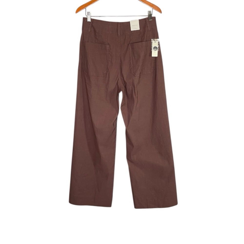 Anthropologie Maeve The Colette Cropped Wide Leg Pant Tall Linen Blend Cocoa NWT - Picture 3 of 15